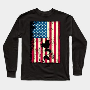 Mermaid American Flag USA Patriotic 4th Of July Gifts Long Sleeve T-Shirt